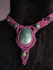 Licornerie: Handmade Green Moss Agate Pink Collar Necklace - Artisan