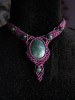 Licornerie: Handmade Green Moss Agate Pink Collar Necklace - Artisan