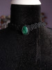 Licornerie: Handmade Malachite Crystal Black Choker – Unique Macrame