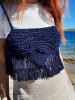 Handmade Electric Blue Macramé Crop Top - Boho Chic Fashion