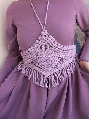 Handmade Lilac Macrame Corset - Unique Boho Fashion