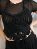 Handmade Black Macrame Croptop Corset - Elegant Contemporary Fashion