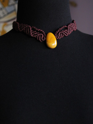 Mookaite Jasper yellow burgundy choker collar