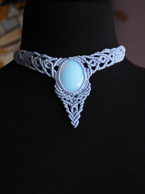 Licornerie: Handmade Opalite Light Blue Choker Collar - Celestial Macr