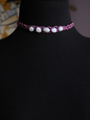 Blue Lace Agate pink choker