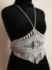Grey Macrame Corset – Handmade Adjustable Cotton Design | Licornerie