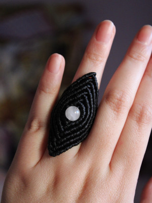 Clear Quartz black ring