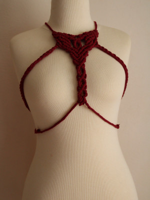 Burgundy Red Macrame Harness