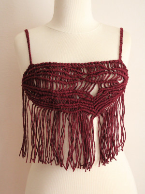 Burgundy Red Macrame Croptop