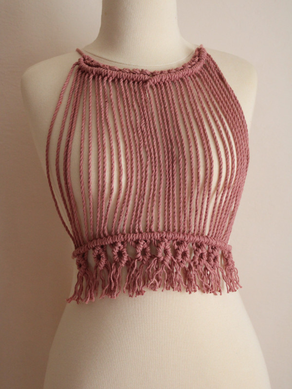 Rose Pink Macrame Croptop