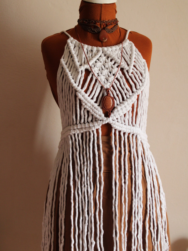 White Macrame Dress