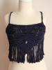 Handmade Electric Blue Macramé Crop Top - Boho Chic Fashion