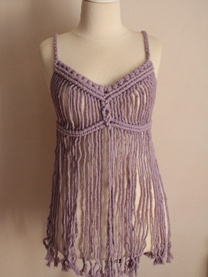 Licornerie: Handmade Lilac Macrame Top - Elegant Clothing Collection