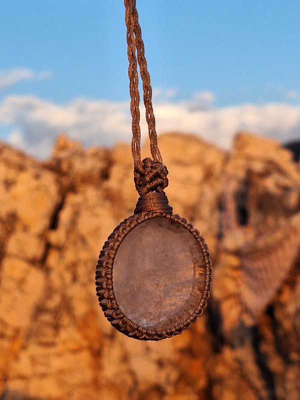 Handmade Clear Quartz Black Necklace - Stylish Macrame Crystal Jewelry