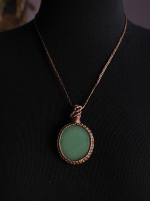 Green Aventurine Brown Macrame Necklace | Licornerie Handmade Jewelry