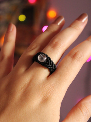 Clear Quartz black ring