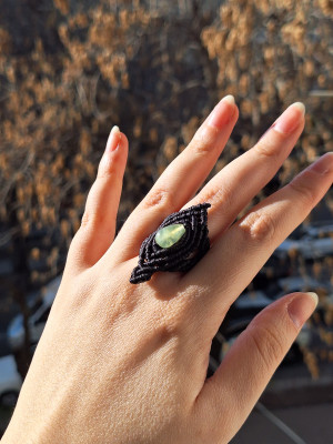Blue Lace Agate Macrame Ring