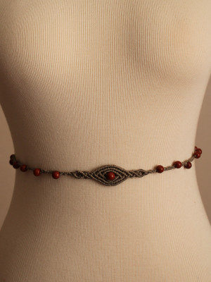Adjustable Red Jasper Belly Chain | Licornerie Crystal Body Jewelry