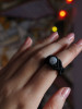 Blue lace agate black Ring