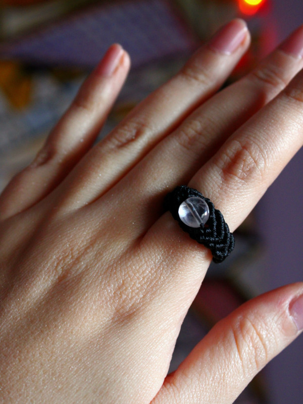 Clear Quartz black ring