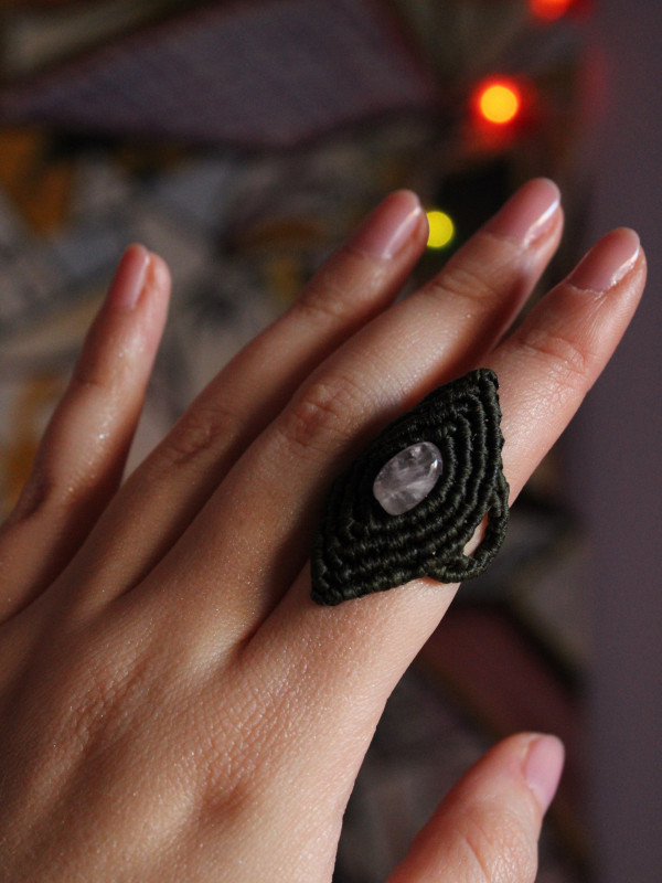 Amethyst forest green ring