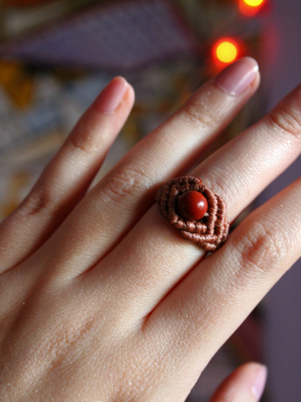Red Jasper beige ring