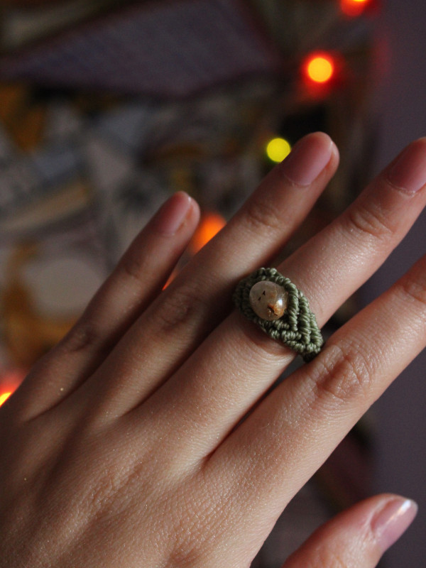 Rutilated Quartz green ring